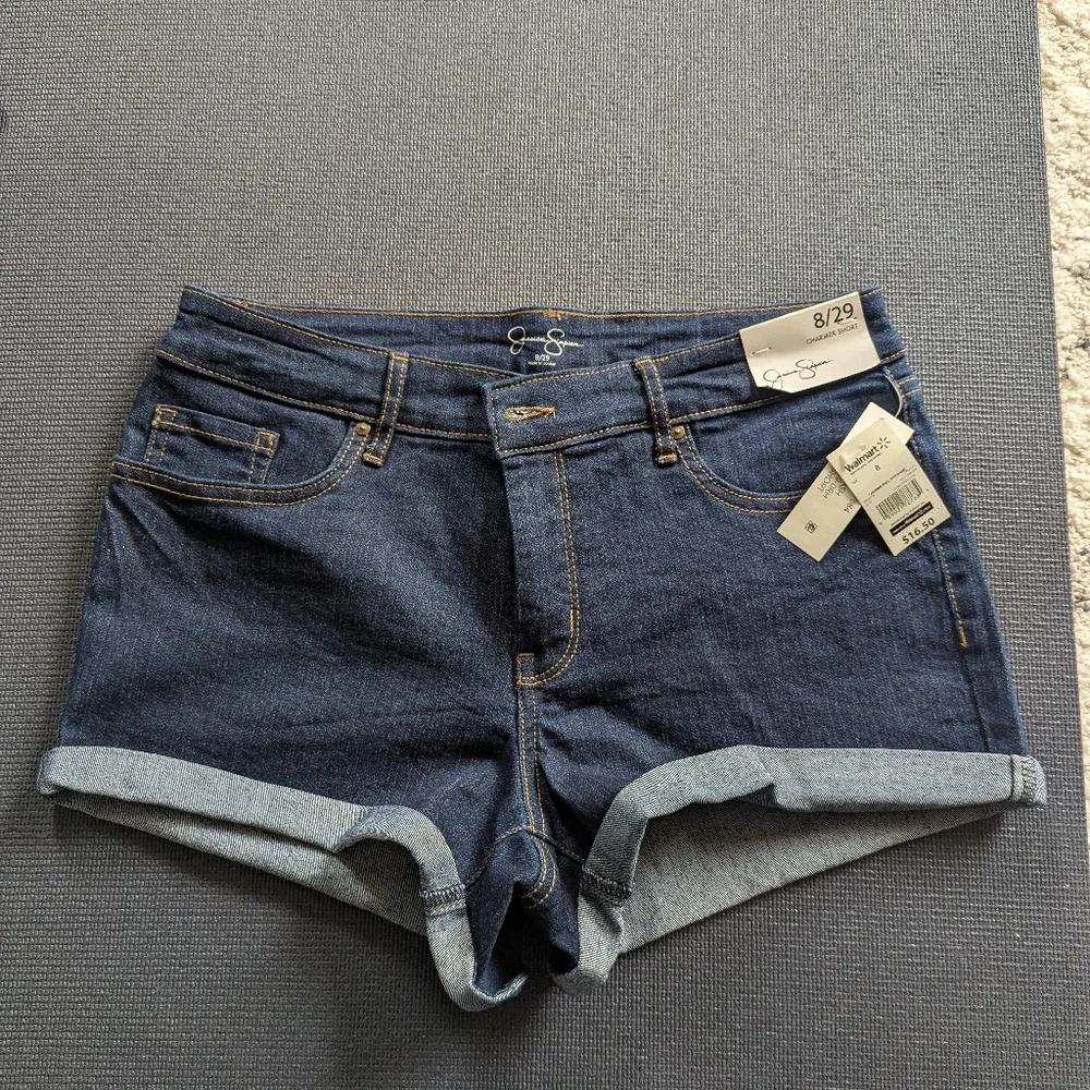 Jessica Simpson Dark Blue Rolled-Hem Denim Charmer Shorts Size 8/29 - Picture 1 of 6